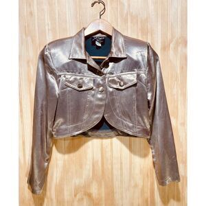XTRMZ cropped jacket VTG Y2K night out romantic glam gold fest holidays women S